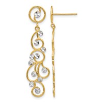 14K and White Rhodium Filigree Dangle Post Earrings view 1