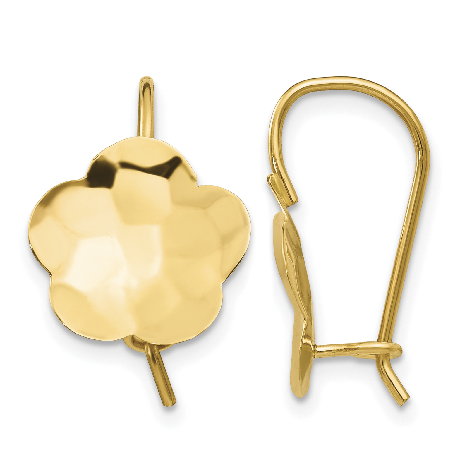 14k Concave Hammered Flower Disc Earrings (TH647)