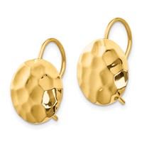 14K Hammered 13mm Circle Disc Kidney Wire Earrings view 2