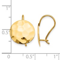 14K Hammered 13mm Circle Disc Kidney Wire Earrings view 4