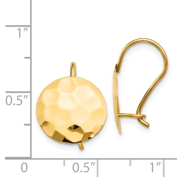 Gold Hammered Circle Shepard Hook Earrings