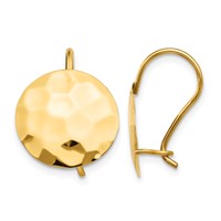 14K Hammered 13mm Circle Disc Kidney Wire Earrings view 1