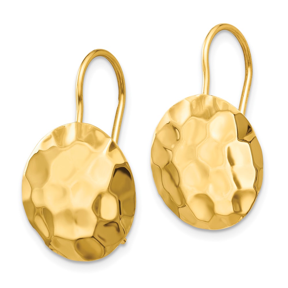 14k Hammered Circle Disc Earrings (TH651)