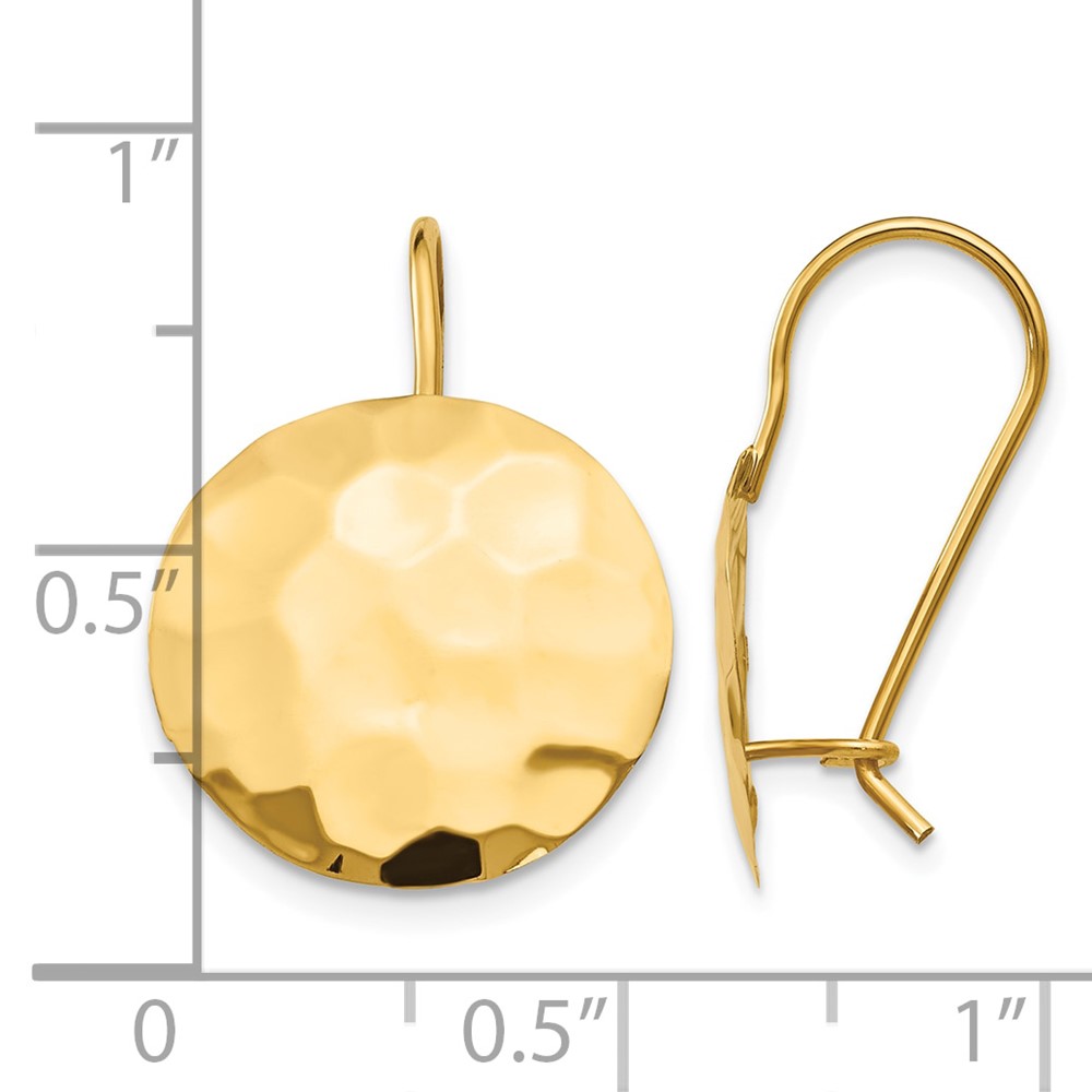 14k Hammered Circle Disc Earrings (TH651)