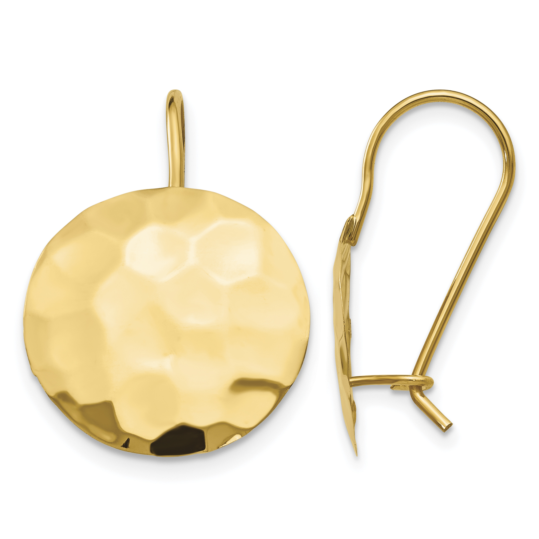 14k Hammered Circle Disc Earrings (TH651)