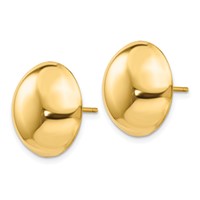 14K 15.50mm Yellow Gold Polished Button Post Earrings view 2