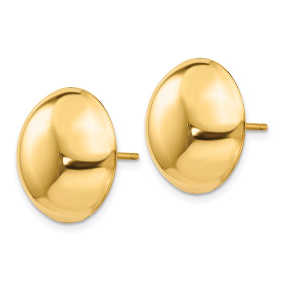 14k 15.50mm Polished Button Post Earrings