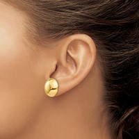 14K 15.50mm Yellow Gold Polished Button Post Earrings view 3
