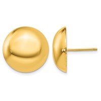 14K 15.50mm Yellow Gold Polished Button Post Earrings view 1
