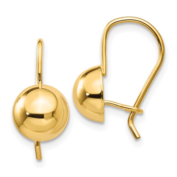 Gold Button Kidney Wire Earrings
