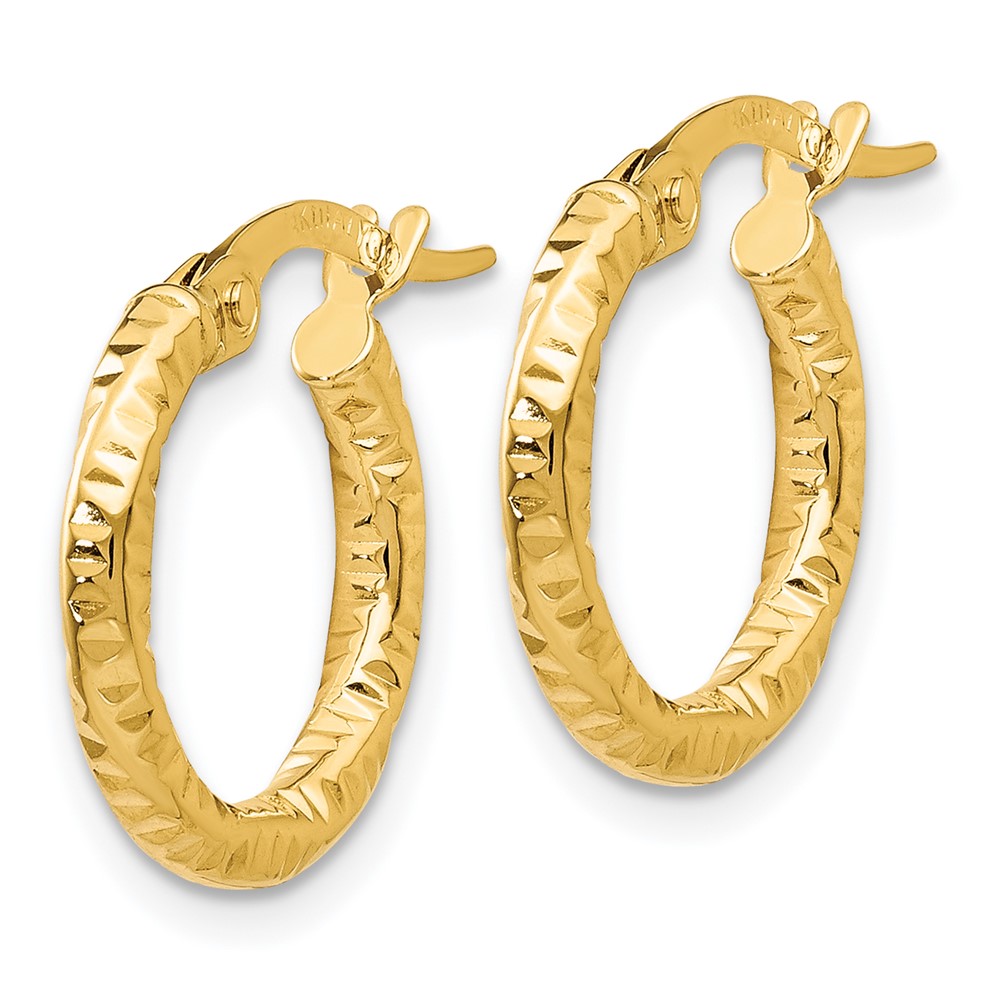 14K Polished and Textured Hoop Earrings (TH669)