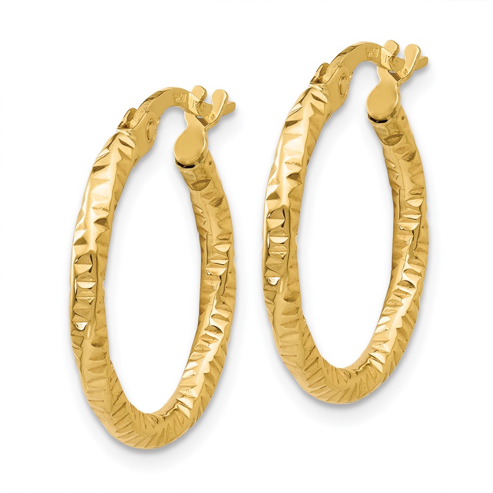14K Polished and Textured Hoop Earrings (TH671)