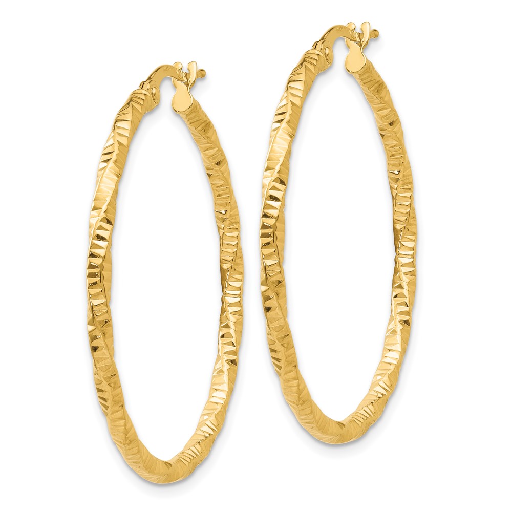 14K Polished and Textured Hoop Earrings (TH672)