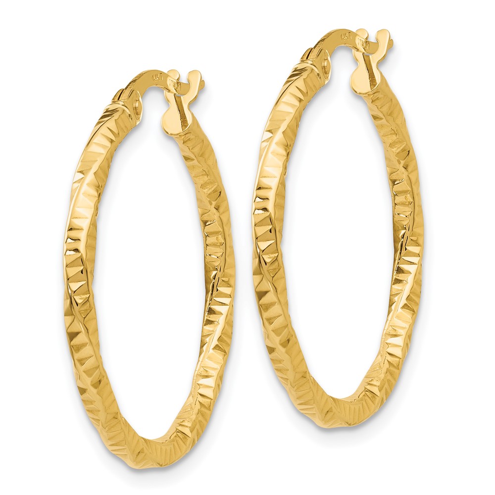 14K Polished and Textured Hoop Earrings (TH674)
