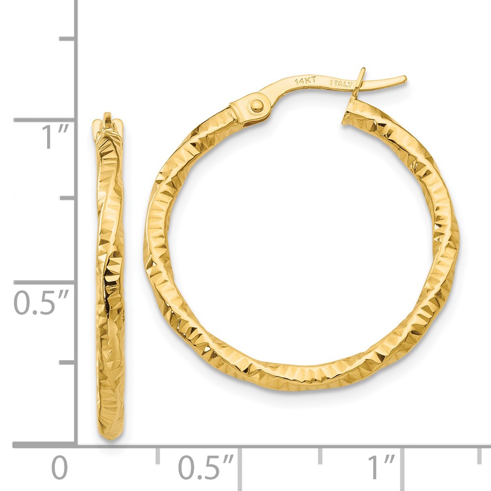 14K Polished and Textured Hoop Earrings (TH674)