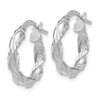 14K White Gold Twisted Rope Hoop Earrings view 2