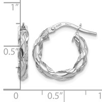 14K White Gold Twisted Rope Hoop Earrings view 4