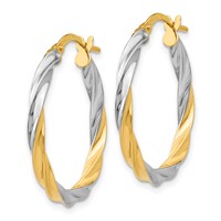 14K & Rhodium Twisted Hoop Earrings view 2