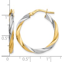 14K & Rhodium Twisted Hoop Earrings view 4