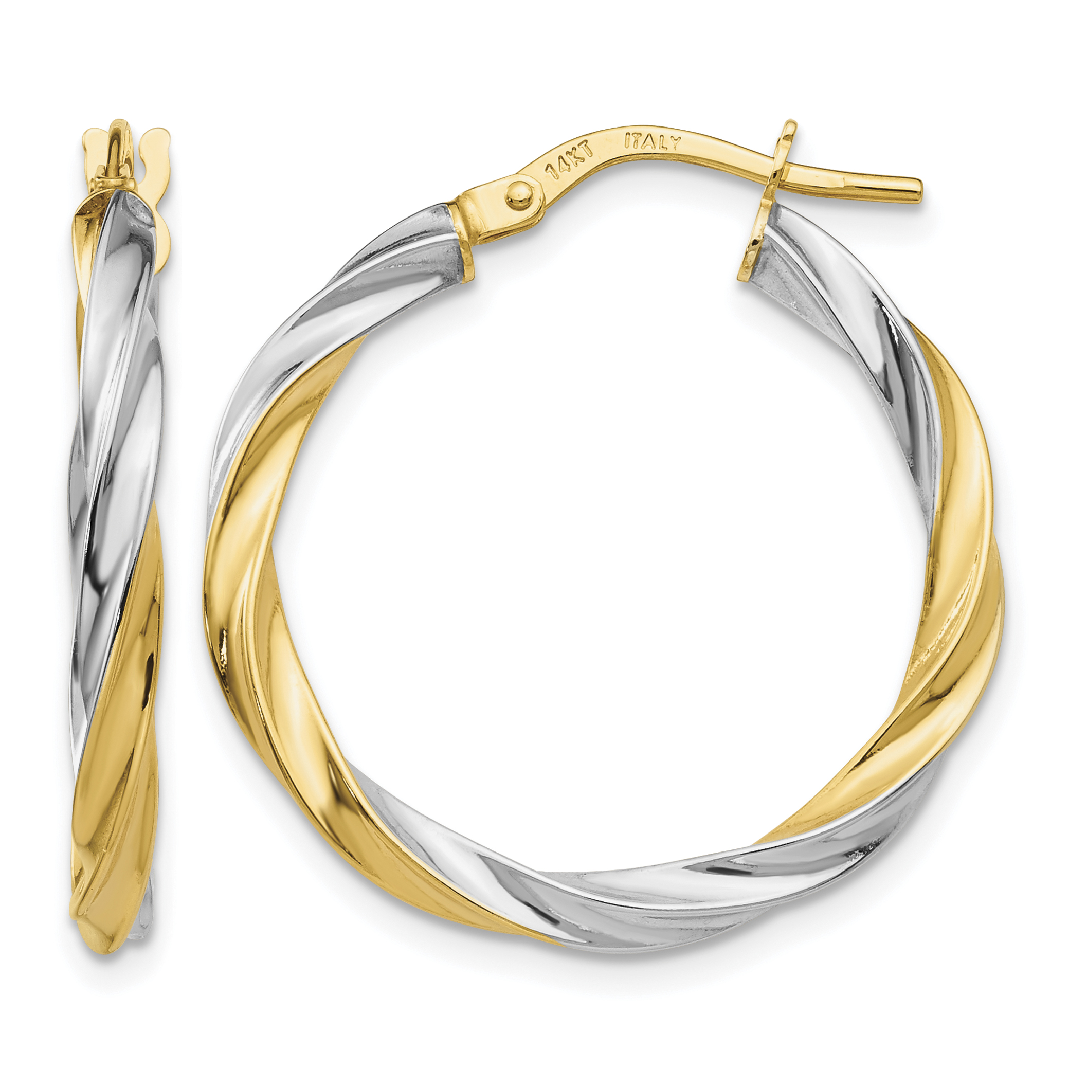 14K & Rhodium Twisted Hoop Earrings (TH717)