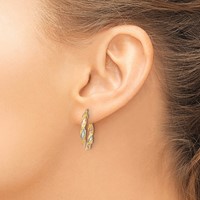 14K Earrings with White & Rose Rhodium Textured Twisted Hoop view 3