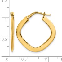14K Yellow Gold 1.5x 25mm Tapered Square Tube Hoop Earrings view 4