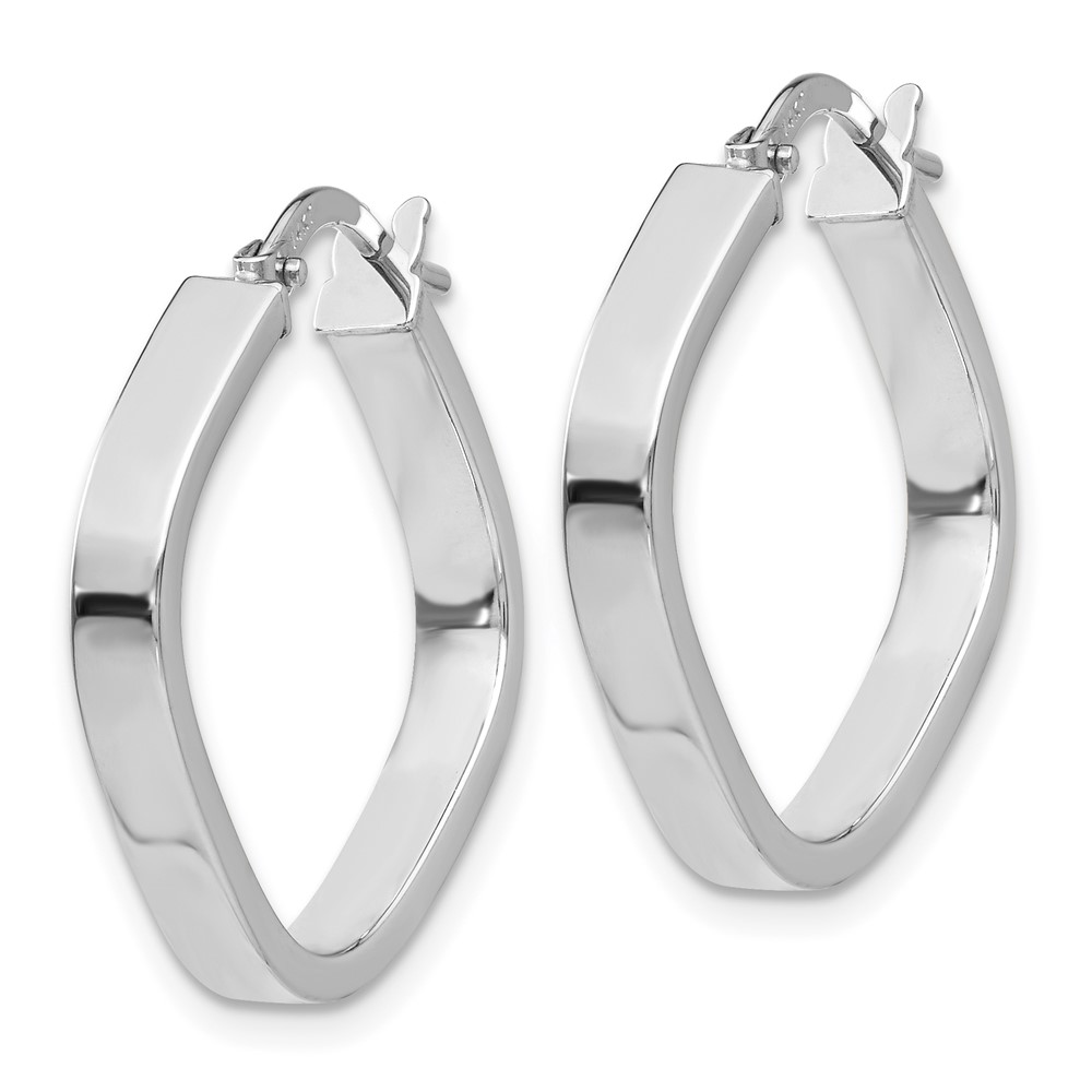 14K White Gold Flat Edge Square Hoop Earrings (TH778)