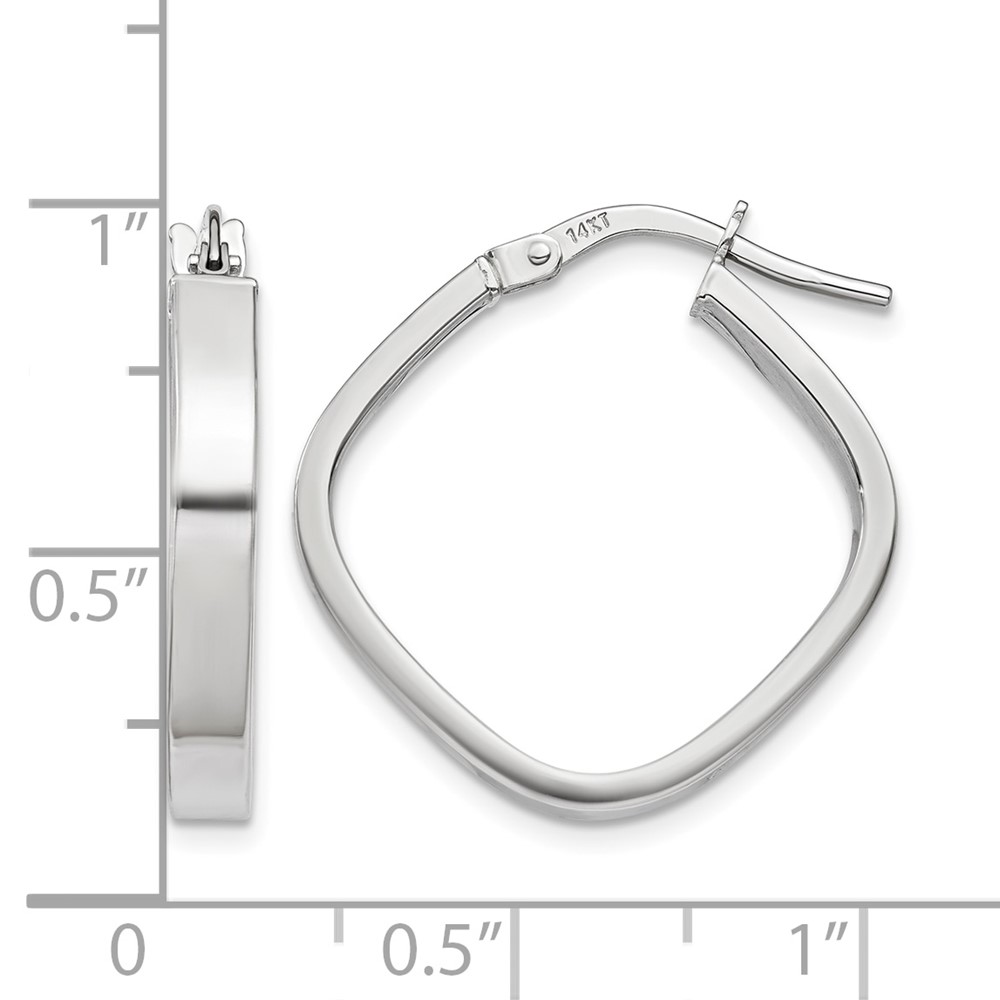14K White Gold Flat Edge Square Hoop Earrings (TH778)