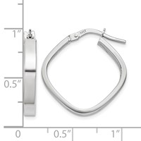 14K White Gold 3x 27mm Flat Edge Square Tube Hoop Earrings view 4