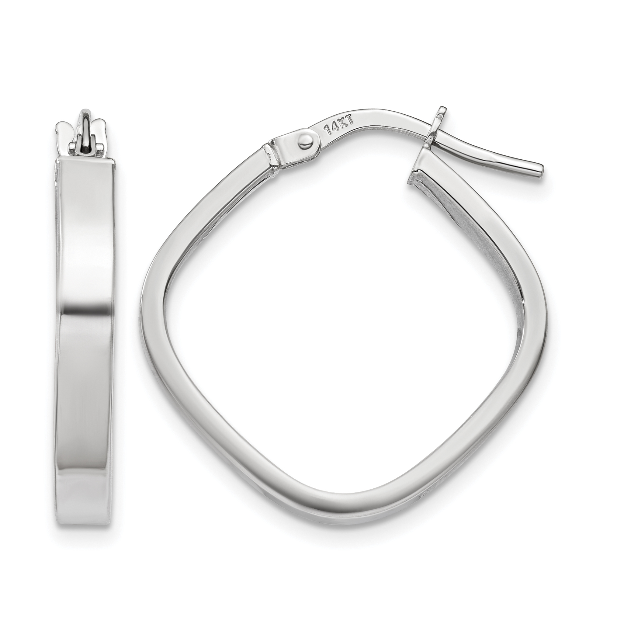 14K White Gold Flat Edge Square Hoop Earrings (TH778)
