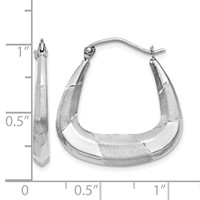 14K White Gold Polished, Satin and Diamond-cut Hoop Earrings view 4