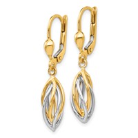 14K Two-Tone Polished Twisted Oval Dangle Leverback Earrings view 2