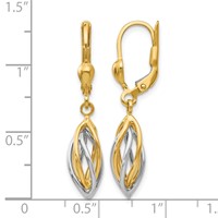 14K Two-Tone Polished Twisted Oval Dangle Leverback Earrings view 4