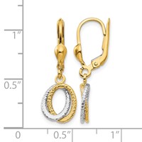 14K Two-Tone Textured and Polished Ovals Dangle Leverback Earrings view 4