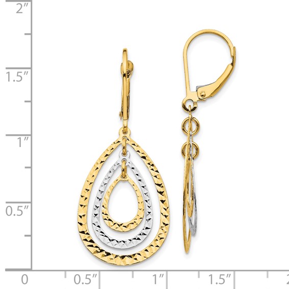 Gold Two-tone Teardrop Leverback Earrings