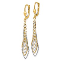 14K Two-tone Polished Diamond-cut Dangle Leverback Earrings view 2