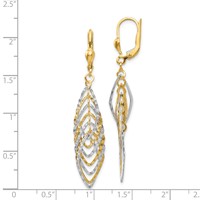 14K Two-tone Polished Diamond-cut Dangle Leverback Earrings view 4