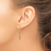 14K Yellow Gold Polished Open Teardrop Dangle Leverback Earrings view 3