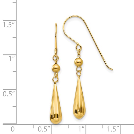 Gold Teardrop Dangle Shepard Hook Earrings