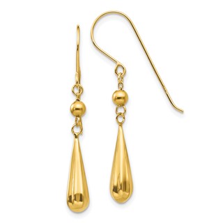 Gold Teardrop Dangle Shepard Hook Earrings