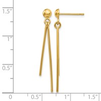 14K Polished Two Bars Dangle Post Earrings view 4
