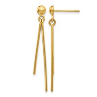 14K Polished Two Bars Dangle Post Earrings view 1