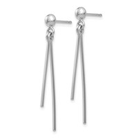 14K White Gold Polished Two Bars Dangle Post Earrings view 2