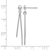 14K White Gold Polished Two Bars Dangle Post Earrings view 4