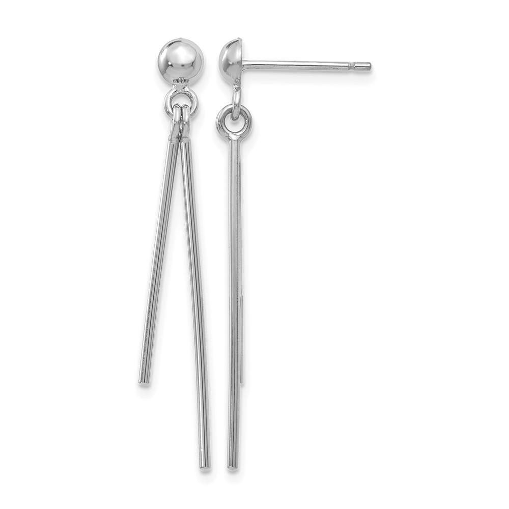 14K White Gold Polished Two Bars Dangle Post Earrings