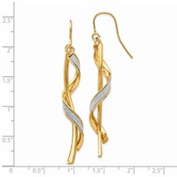 14K Yellow Gold Polished Glitter-Infused Spiral Dangle French Hook Earrings view 2
