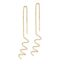14K Yellow Gold Polished Diamond-cut Spiral Threader Earrings view 2
