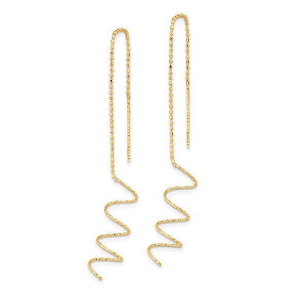 Gold Diamond-cut Twisted Theader Earrings