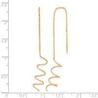 14K Yellow Gold Polished Diamond-cut Spiral Threader Earrings view 3