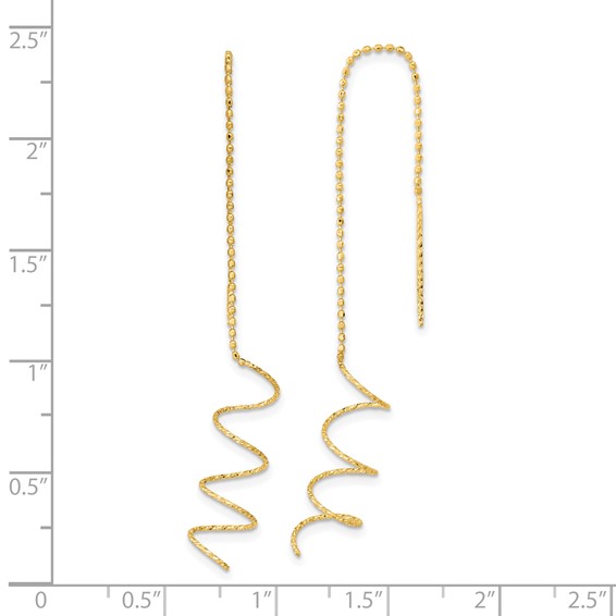 Gold Diamond-cut Twisted Theader Earrings